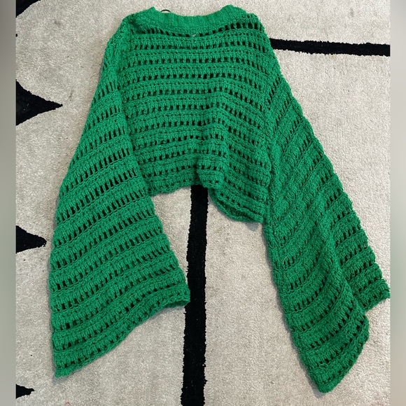 Free people emerald green bell sleeve sweater XS - Picture 5 of 7
